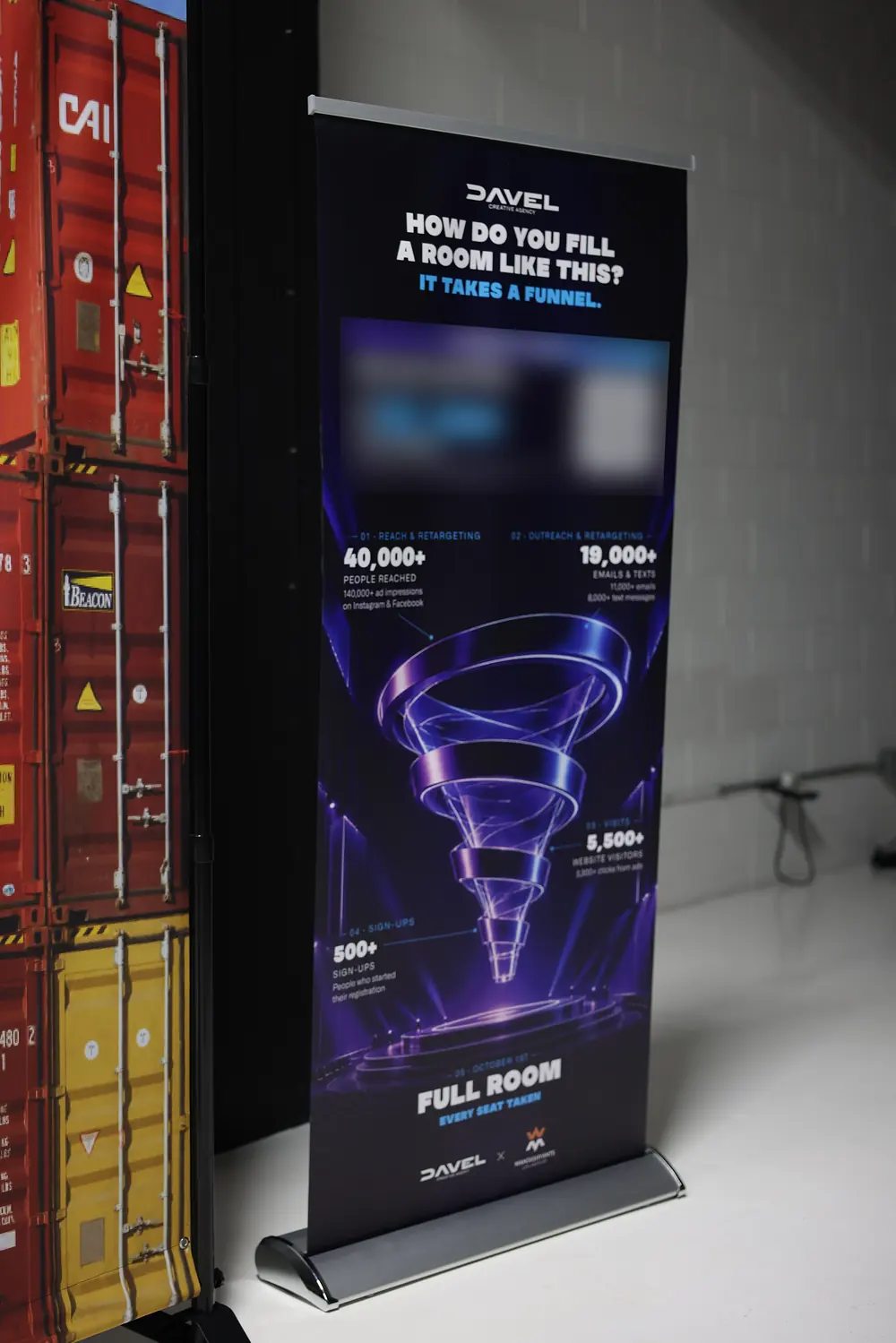The Davel roll-up standing in the room on the night