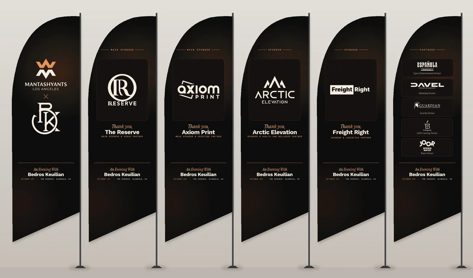 Six sponsor flags