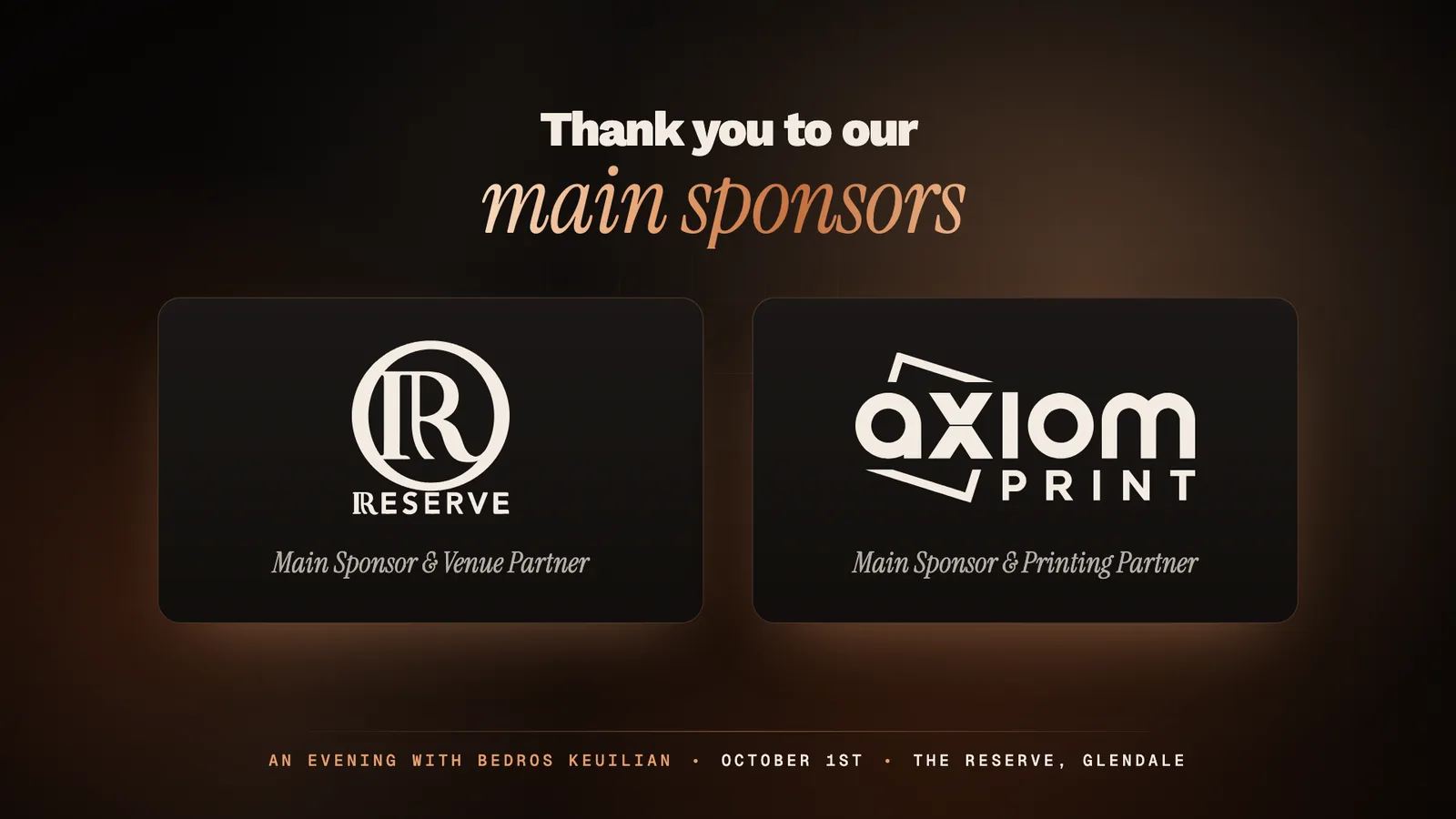Walk-in loop: thank you to our main sponsors