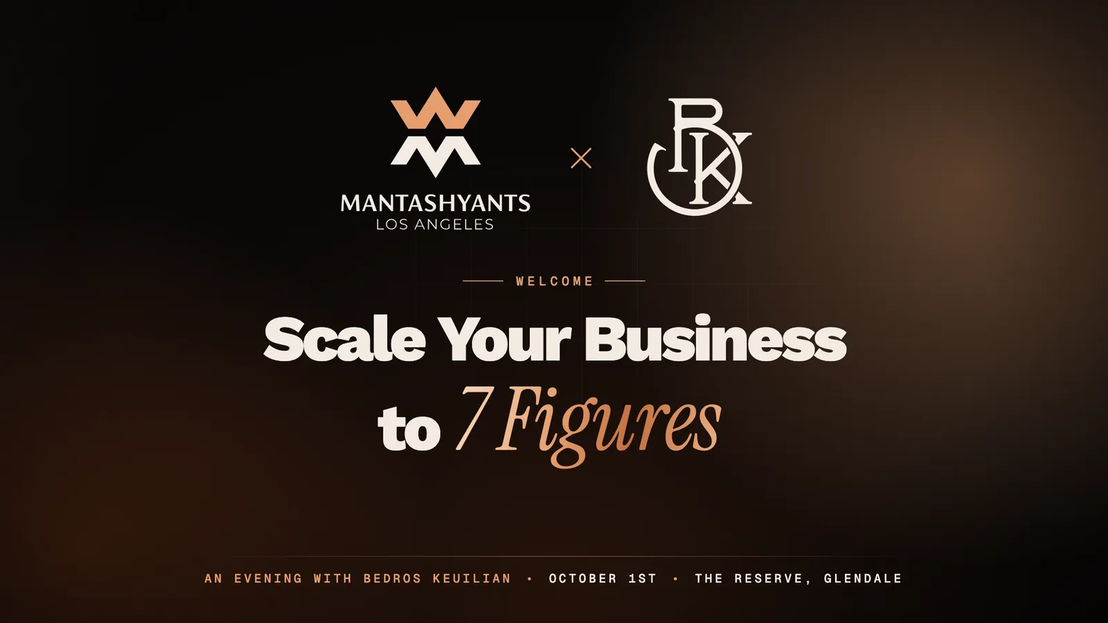 Walk-in loop: welcome screen, Mantashyants Los Angeles and Bedros Keuilian